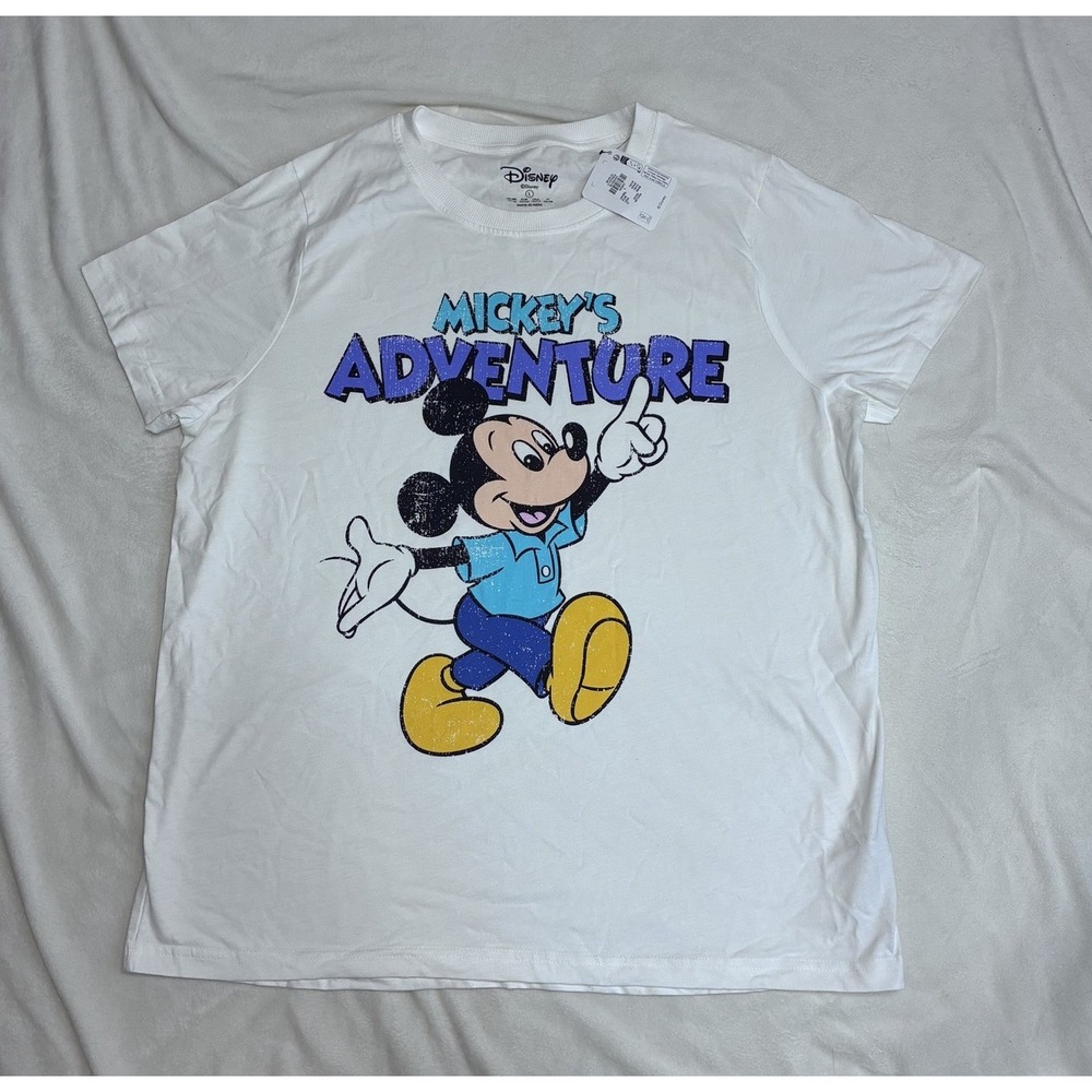 Disney Mickey's Adventure Graphic Tee White Women's Size M/L NEW NWT